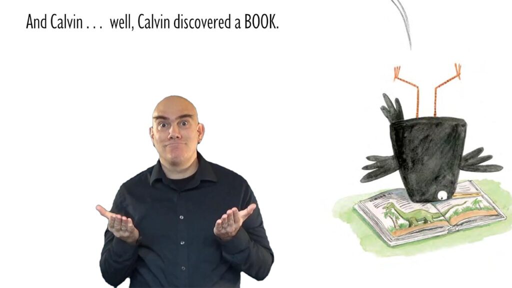 Screenshot of Calvin Can't Fly ASL storybook